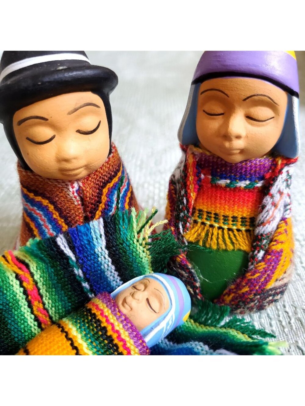 Vtg NOS Handmade Peruvian Nativity Scene Andes Figures New in Box World Culture